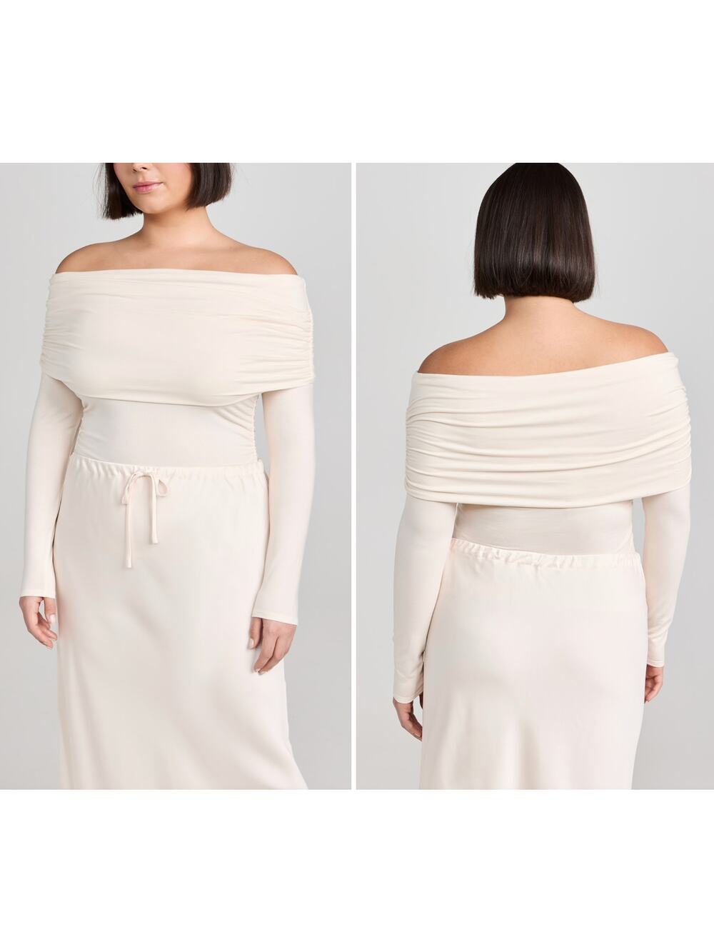 NWT Reformation Florentina Knit Top in Horchata Size XL Off Shoulder Minimalist